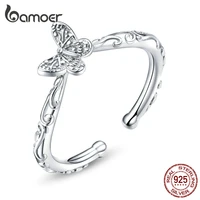 bamoer butterfly finger rings for women adjustable 925 sterling silver ring 2020 spring new collection fashion bijoux scr634