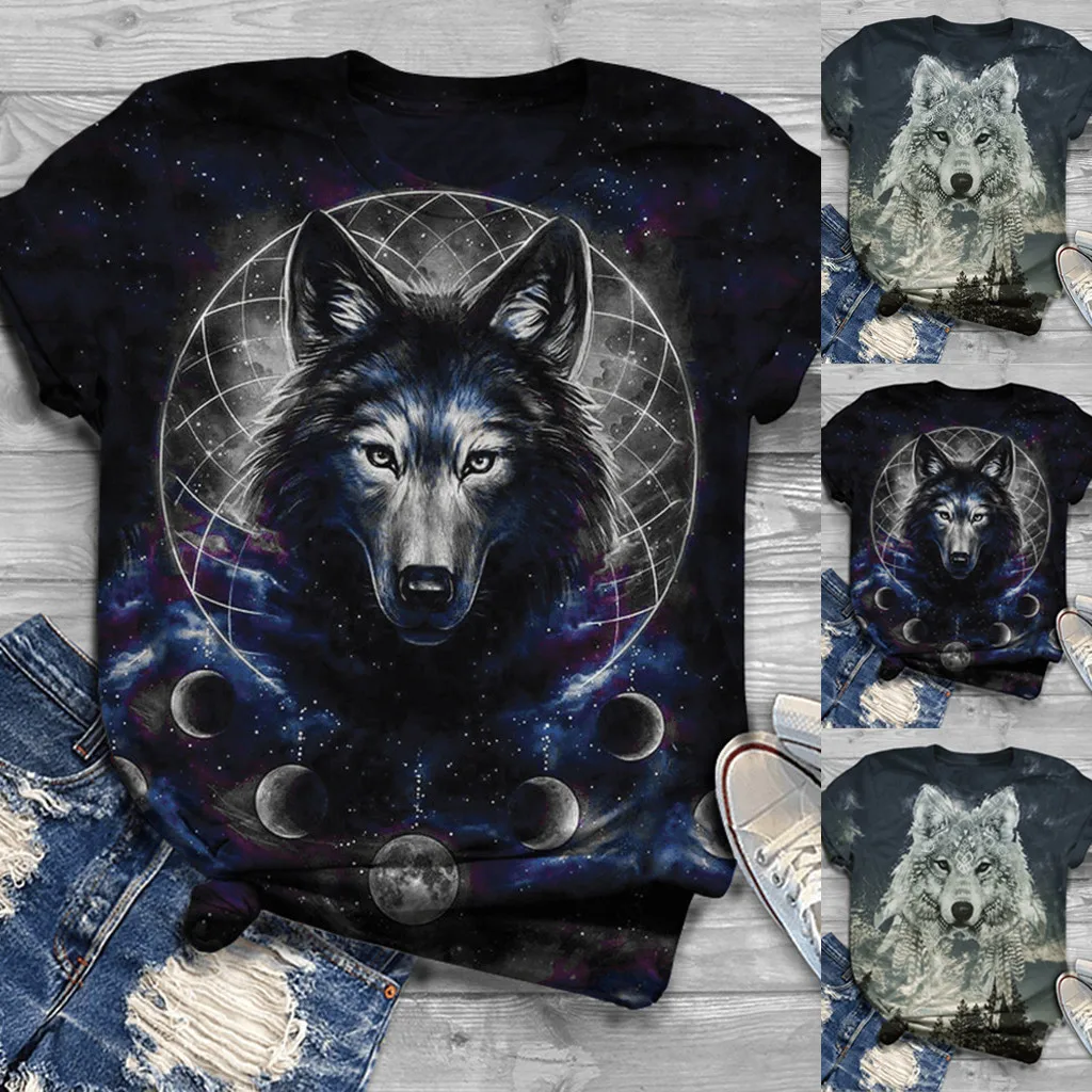 

T Shirt Women Harajuku Tops Plus Size Women Short Sleeve Animals Printed O-Neck Tops T-Shirt Camisetas Mujer