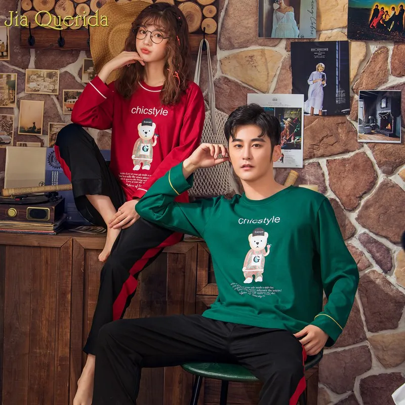 Рождественские одинаковые пижамы для пар шикарный стиль милые брюки с принтом