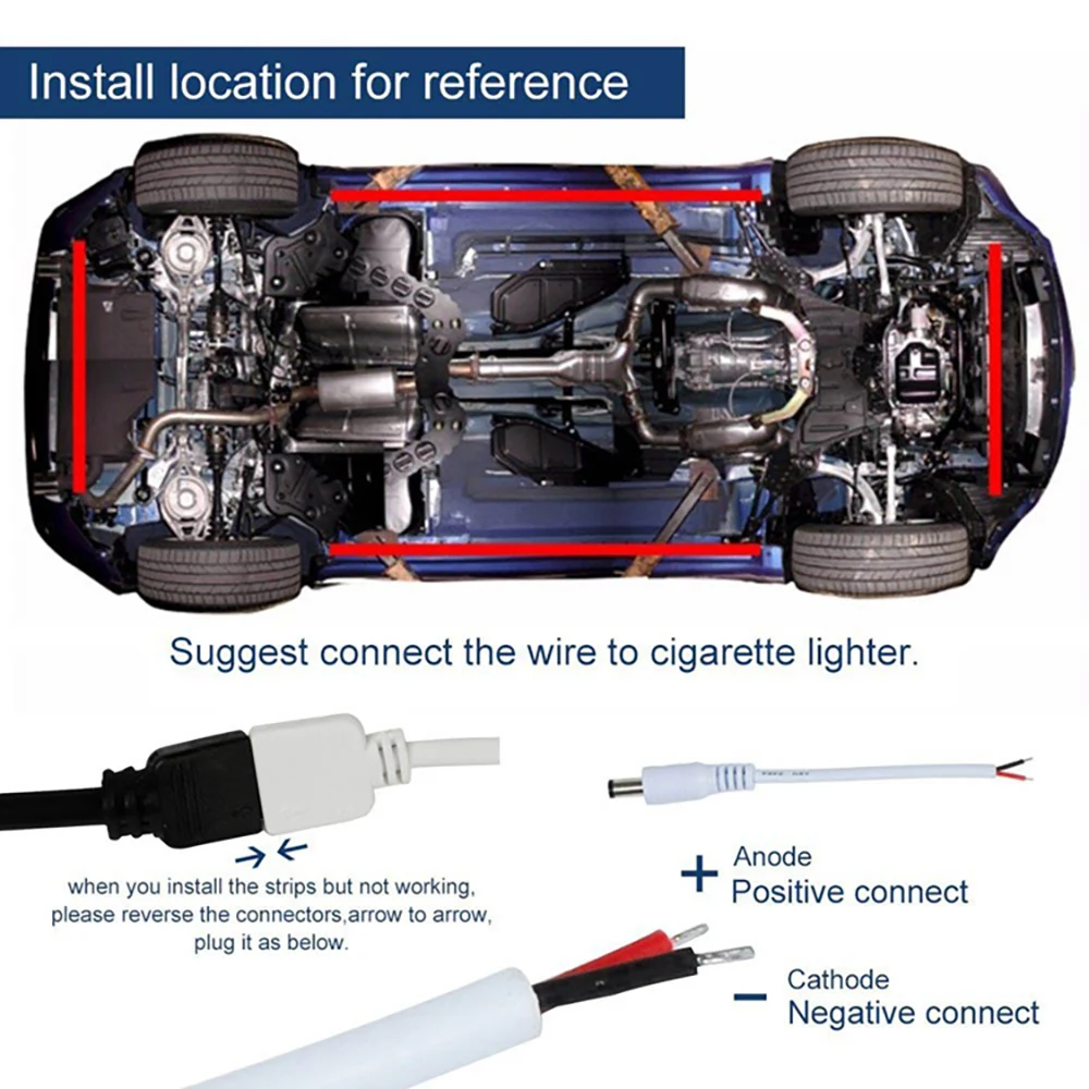 

4 x Car Underglow Flexible Strip 90cm x120cm LED RF Remote Control RGB LED Strip Under Automobile Chassis Tube Underbody System