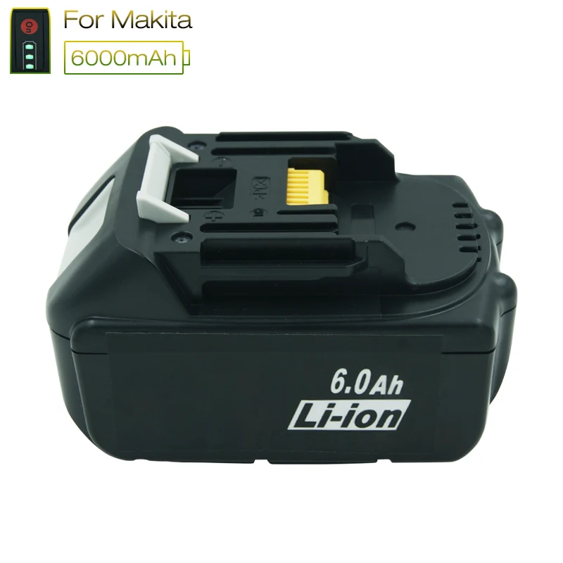 

BL1860 18V 6000mAh Li-ion Power Tool Replacement Rechargeable Battery for Makita BL1830 BL1840 BL1850 BL1815 LXT400 with LED