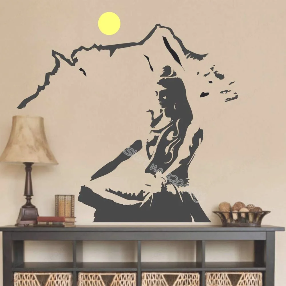 

YOYOYU Wall Decal God Hindu Prayer Religious Vinyl WallSticker Yoga Lotus Mountain Interior HomeDecoration Art Wall Mural HL122