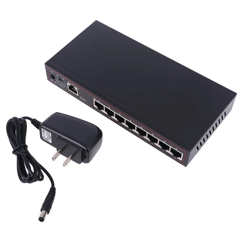 

9 Ports Fast Ethernet Switch 8 Ports 100M + 1 Port 1G VLAN Support Desktop US
