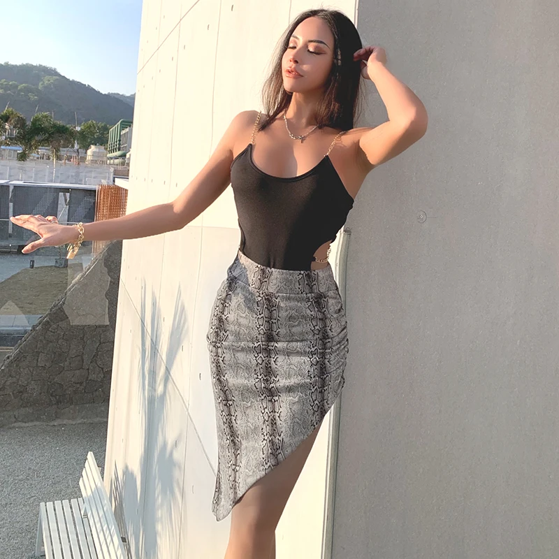 

FOLD-DOWN SPLIT SKIRT, European and American fashion sexy knit gradual important irregular wrap-around skirt