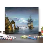 Картина по номерам GATYZTORY сделай сам, ручная роспись маслом, рисование на холсте, лодка, морской пейзаж, настенное украшение
