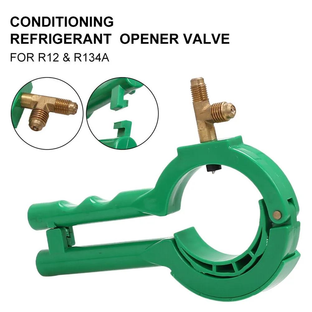 

Side Can Tap 3-in-1 Side Can Tap Green Plastic + Copper Valve R134A R12