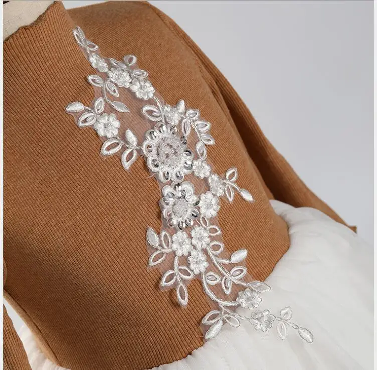 Новинка сетчатые платья для маленьких девочек с цветочным узором и бусинами