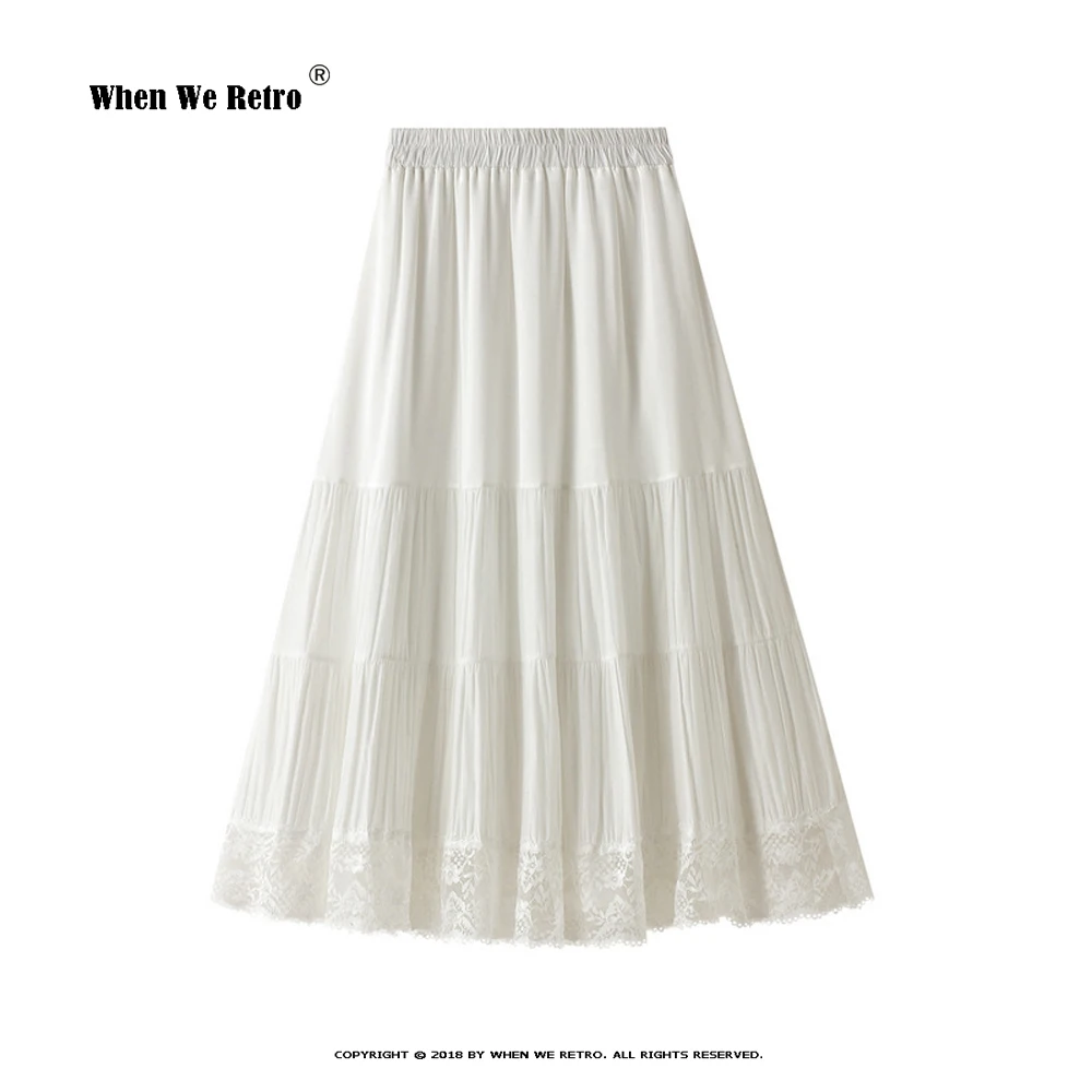 

2021 Summer Lace Elegant Wedding Party White Skirt VD1805 Women Clothing High Waist A Line Long Black Skirt