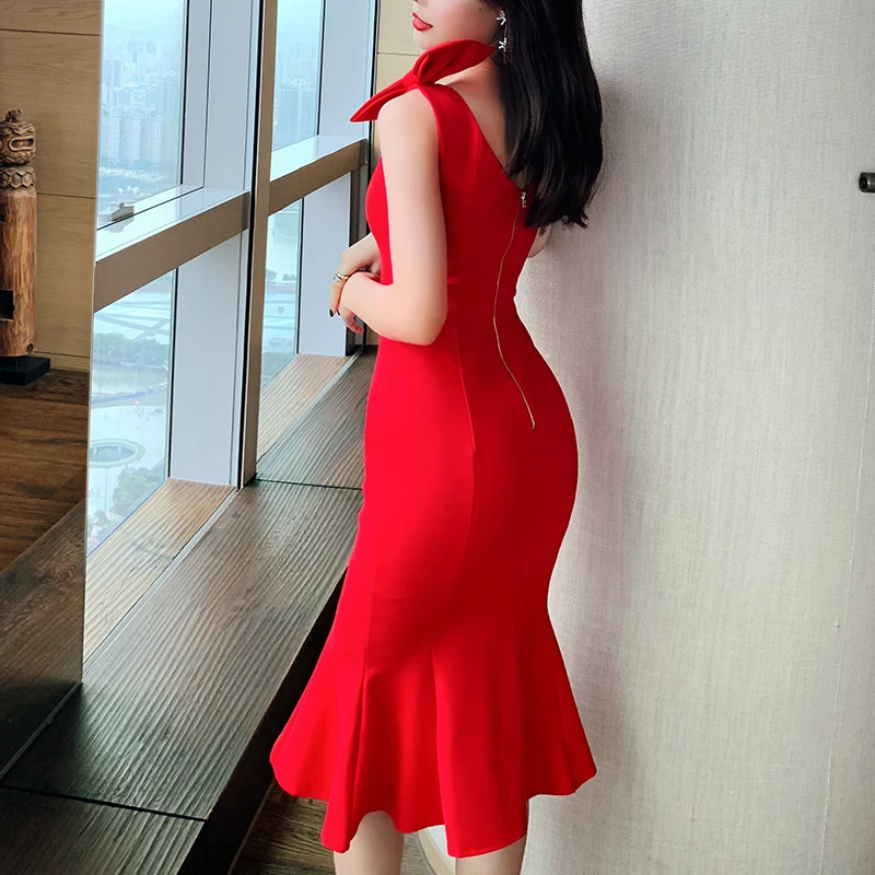 Max Spri 2020 Новое модное элегантное женское Бандажное платье с глубоким v-образным