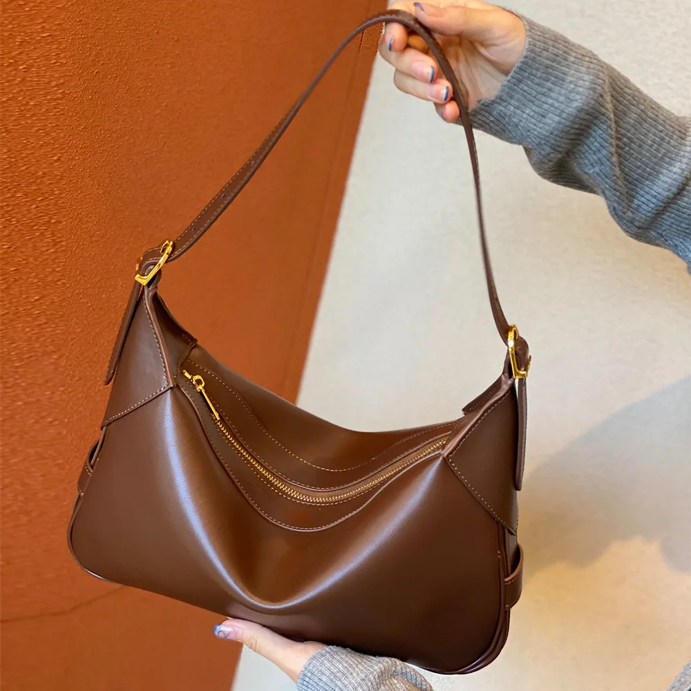 

Новинка 2021, роскошная модная дамская сумка на одно плечо с большим названием, кожаная однотонная Сумка-тоут с прострочкой, вместительная су...