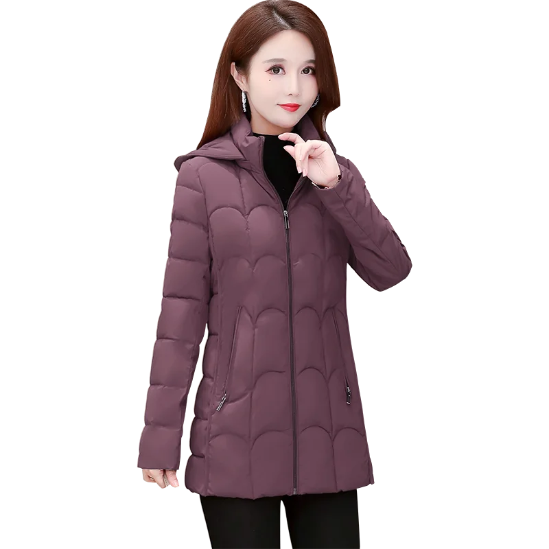 

2020 light and warm down cotton padded clothes women's winter wear new cotton padded jacket with hat and waist closing short