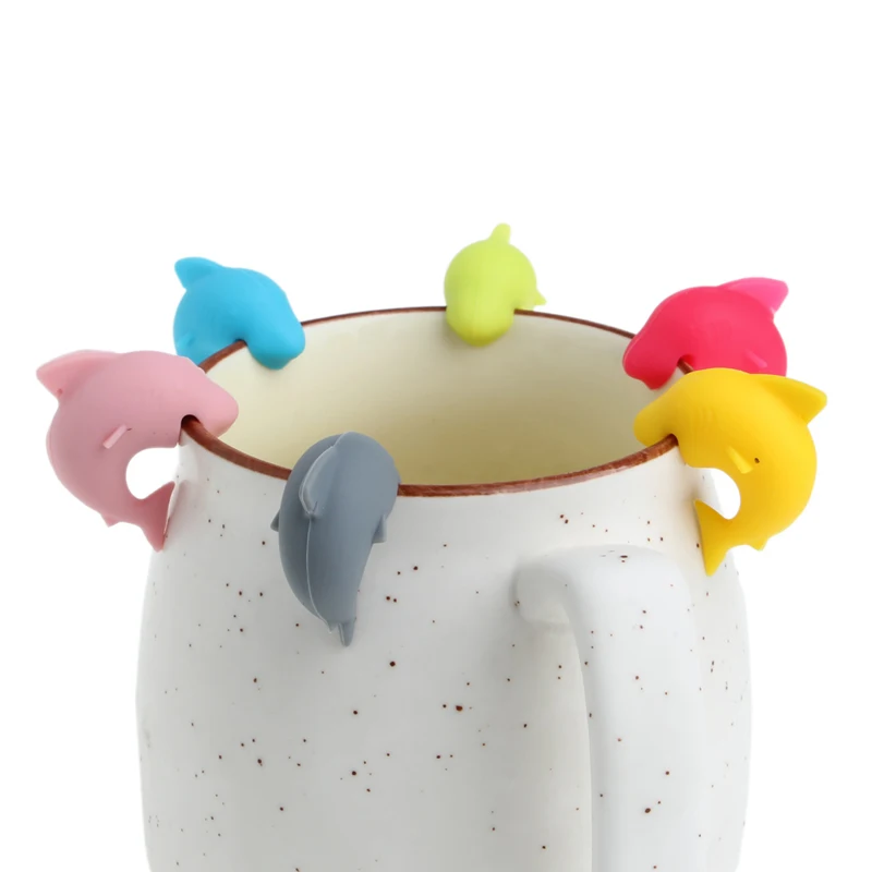 

6Pcs Party Shark Lip Dedicated Smile Tag Silicone Suction Cup Wine Glass Rubber