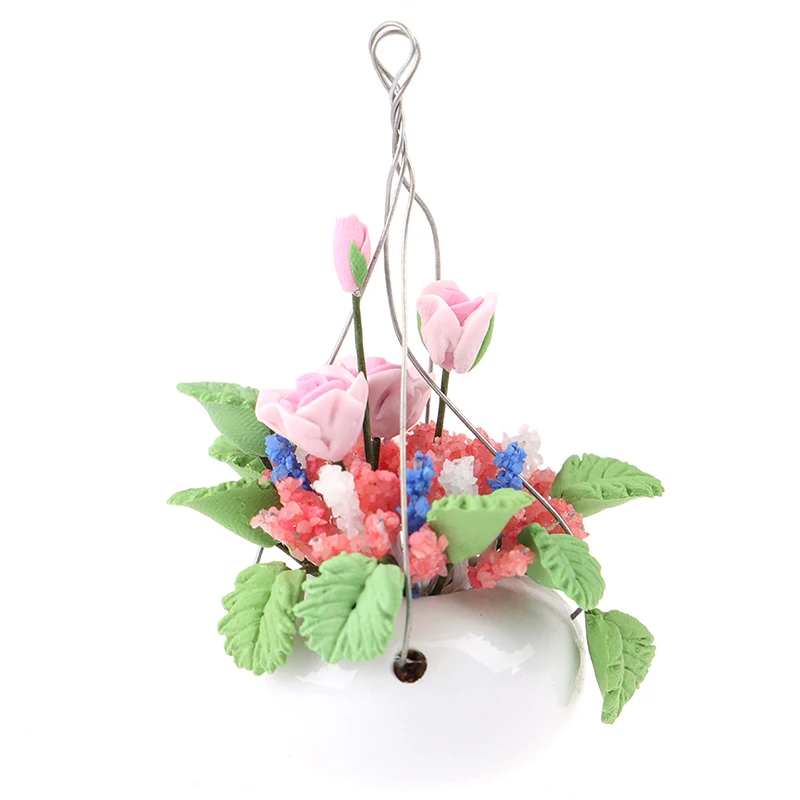 1 шт. 1/12 кукольный домик Миниатюрный розовый зеленый Растительный подвесной