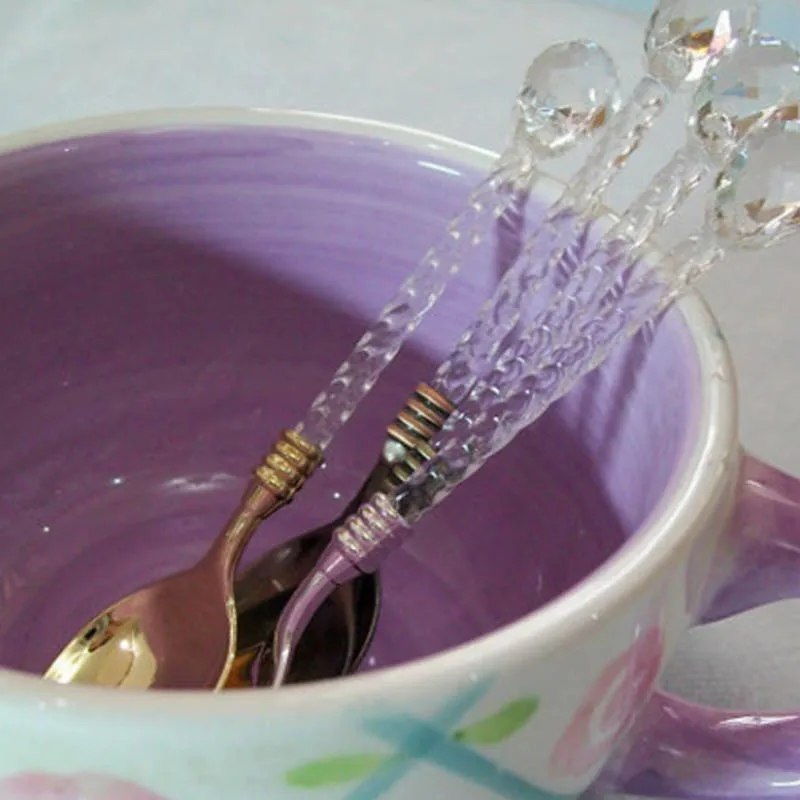 

1pcs Crystal Handle Tea Coffee Spoon Ice Cream Dessert Ladle Scoop for Home/Bar Kitchen Supplies Hot Drinking