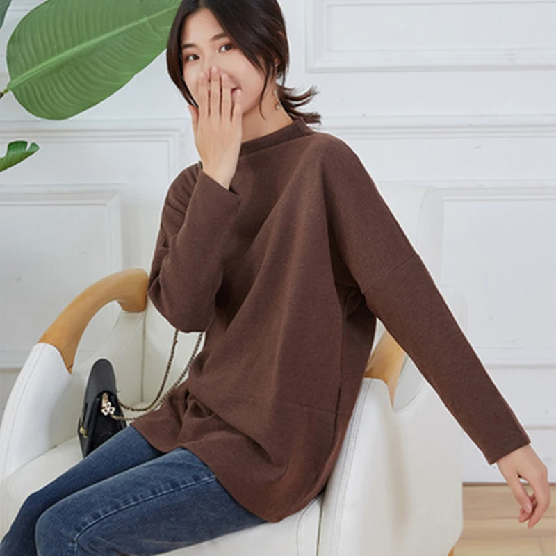 

2020 New Spring Women Fashion O-Neck Solid T-Shirt Female Cotton Long Sleeve Tees Ladies Casual Slim High Quatily Tops LT232