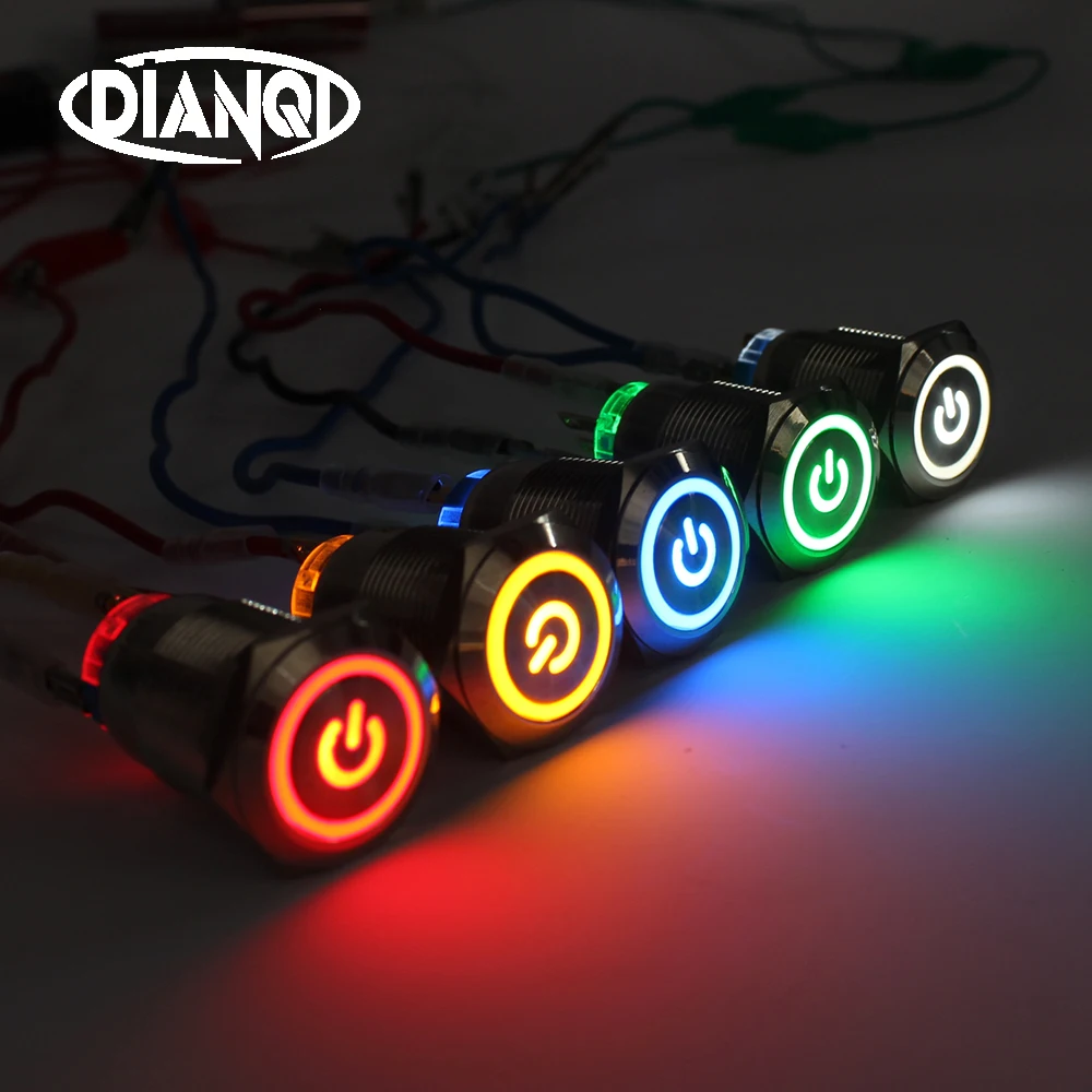 10 шт. 19 мм латунный кнопочный переключатель плоский круглый кольцевой светильник