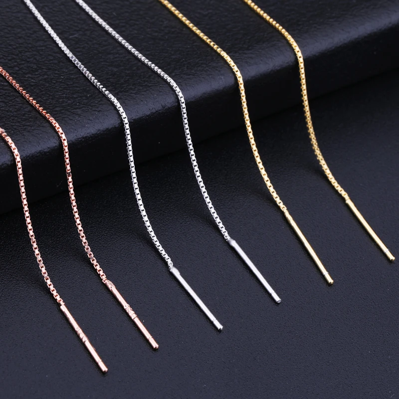 925 Sterling Silver Gold Long Tassel Chain Drop Sticker Dangle Drop Earrings Ear Line Earrings Chain for Diy Jewelry Makings