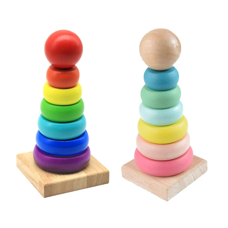 

Цветная сортировочная игрушка, деревянный Штабелируемый строительный блок для развития детского мозга, Прямая поставка