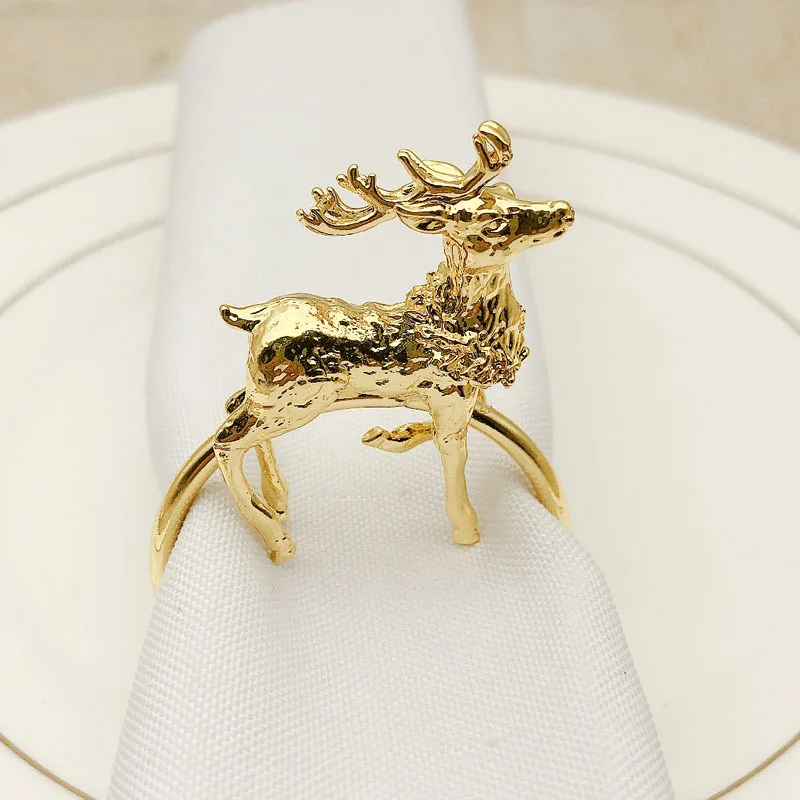 

12pcs/lot New Christmas fawn napkin ring metal napkin buckle suitable for wedding holiday party table decoration