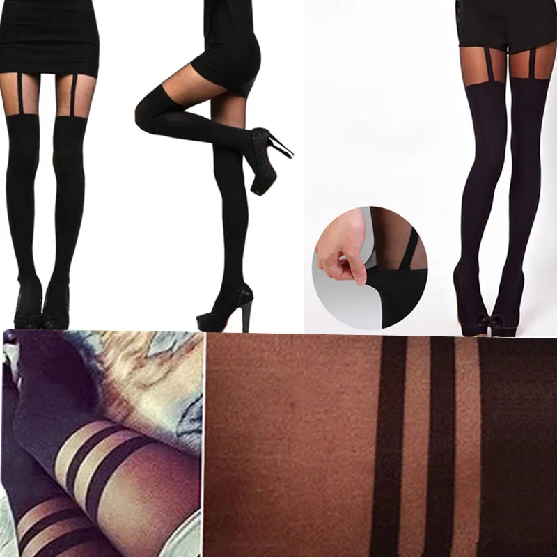 Medias por encima de la rodilla para mujer, liguero falso negro Sexy, medias por encima de la rodilla, regalos, venta al por mayor