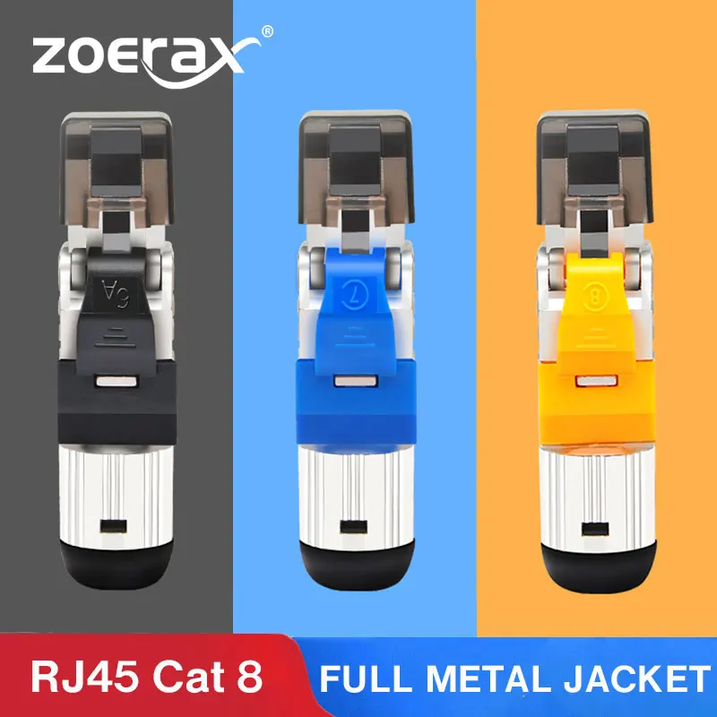Соединитель кабеля Ethernet ZoeRax Cat8 RJ45 металлический инструмент простой разъем для