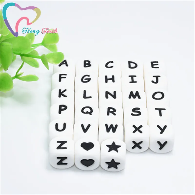 Cuentas de silicona con las letras del alfabeto para dentici&oacute;n de beb&eacute;, collar para masticar, herramienta de enfermer&iacute;a, 12MM, 26 piezas-0