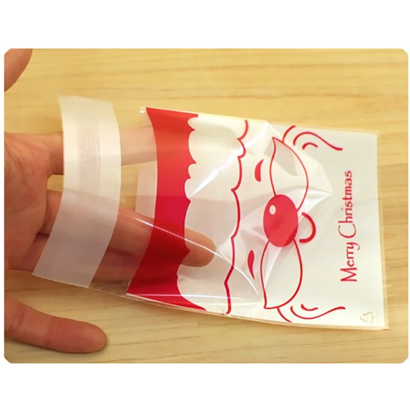 Самоклеящиеся рождественские пакеты для печенья конфет сладостей подарочные