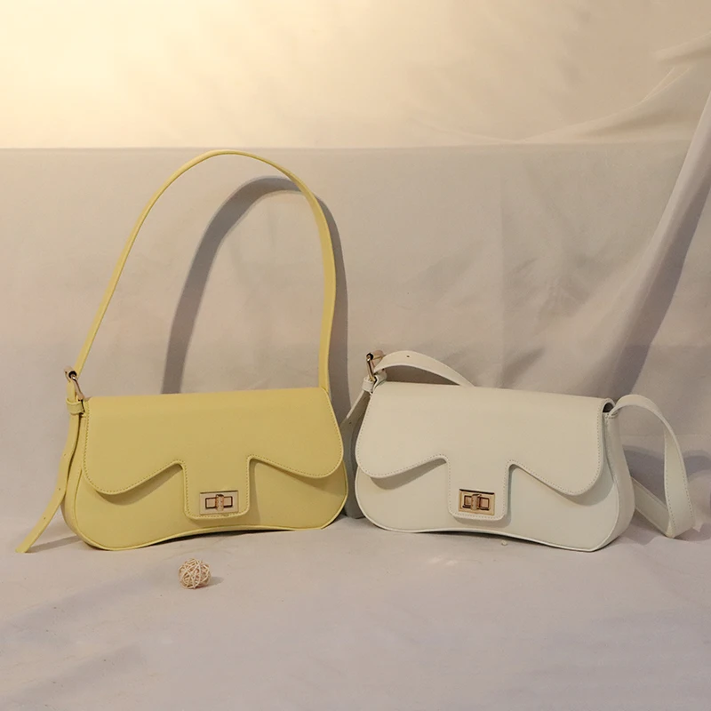 

2020 Luxury Leather Handbags Simple Underarm Shoulder Bag Baguette Shape Bag Purse Women Hand Bag Designer Bolsa de hombro