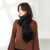 2021 autumn winter new solid cashmere scarf for women mid length warm shawl japanese korean sweet fashion tassel scarves