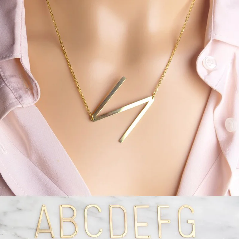 

New Minimalist stainless steel 26 A-Z Letter Name Initial Necklaces For Women Long Big Letter Pendant Girl gift