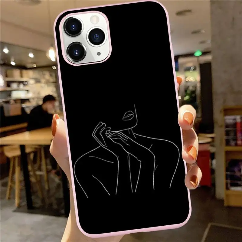 

Cute cartoon charming lines Phone Case Pink Candy Color for iPhone 6 7 8 11 12 s mini pro X XS XR MAX Plus