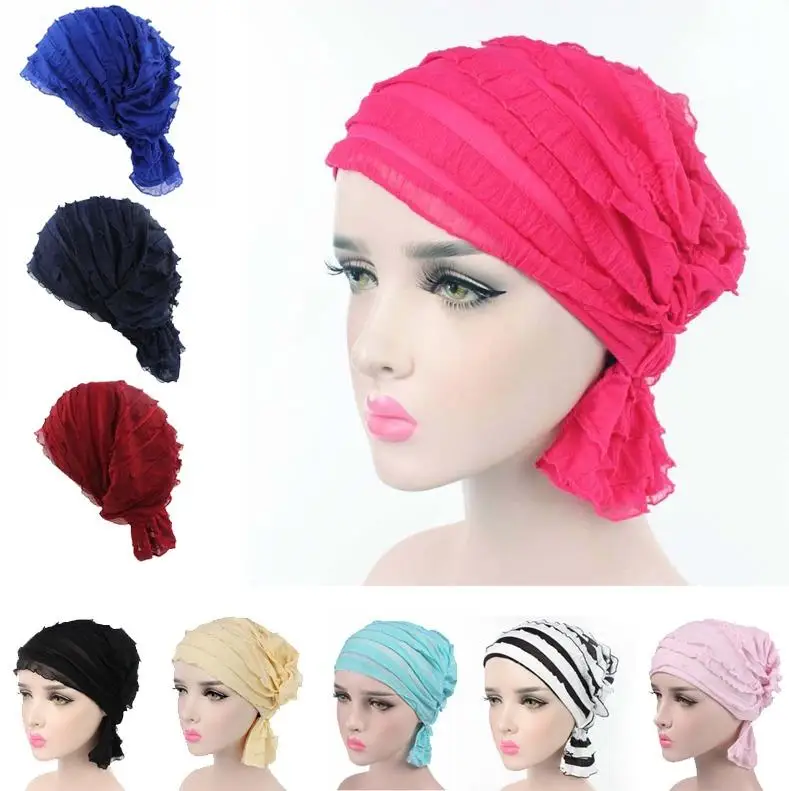 Шапка бини Женская в индийском стиле тюрбан эластичная ткань головной убор