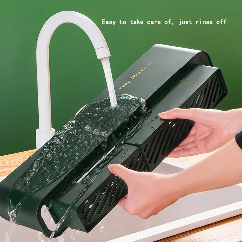 multifunctional kitchen sink baffle organizer rack splash proof retractable storage drain basket kitchen gadgets sponge holder free global shipping
