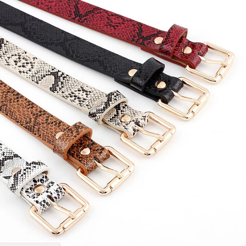

1PC Snake Skin Leather Belt Ladies Women Dress Thin Waist Belt
