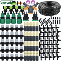 sprycle 5 50m greenhouse garden 14 hose automatic micro watering kit drip irrigation system adjustable brass atomizing nozzle