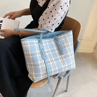 plaid tartan pattern tote for women candy canvas printing ladies shoulder bag shopper weekender purses and handbags zebra big