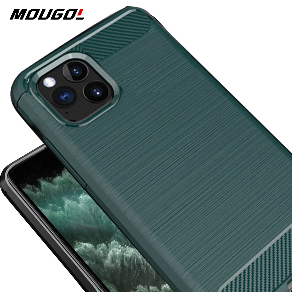 

For iPhone 11 Pro Max Case Midnight Green Carbon Fiber Cover Shockproof Phone Case For iPhone 11 Series Cover Flex Bumper Shell