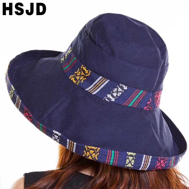 Панама женская двусторонняя с широкими полями хлопковая пляжная Складная