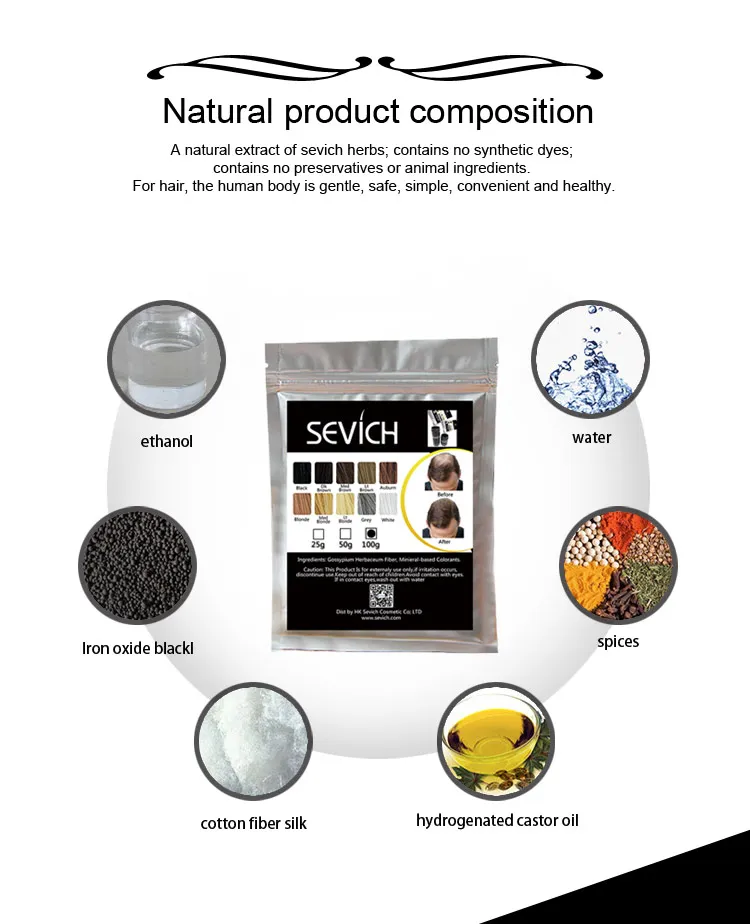 Sevich refill, 100 г, продукты для выпадения волос, строительное волокно, порошки для волос, утолщенные тонкие волосы, 10 цветов, Кератиновое восстановление волос