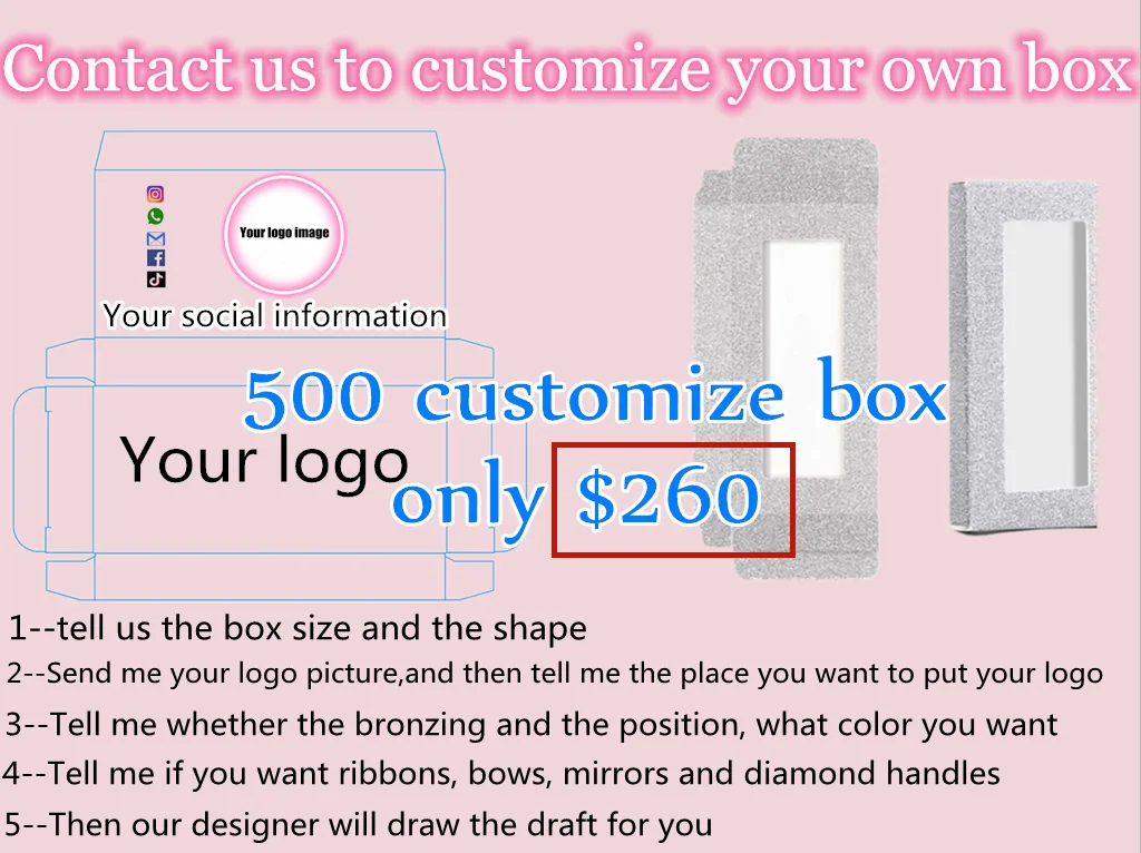 

500 шт., бумажные коробки для ресниц с логотипом, оптовая продажа, коробка для норковых ресниц, квадратная коробка, оптовая цена