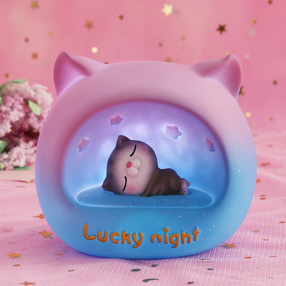 

2021 Easter New Girl Birthday Gift Letter Star Cat Table Lamp Bedroom Color Night Light Desktop Star Decoration (11*10*7CM)