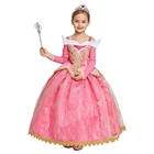 Роскошное рождественское бальное платье для девочек розовое платье с длинными рукавами для свадебной вечеринки костюм принцессы Спящей красавицы Детские платья для выступлений