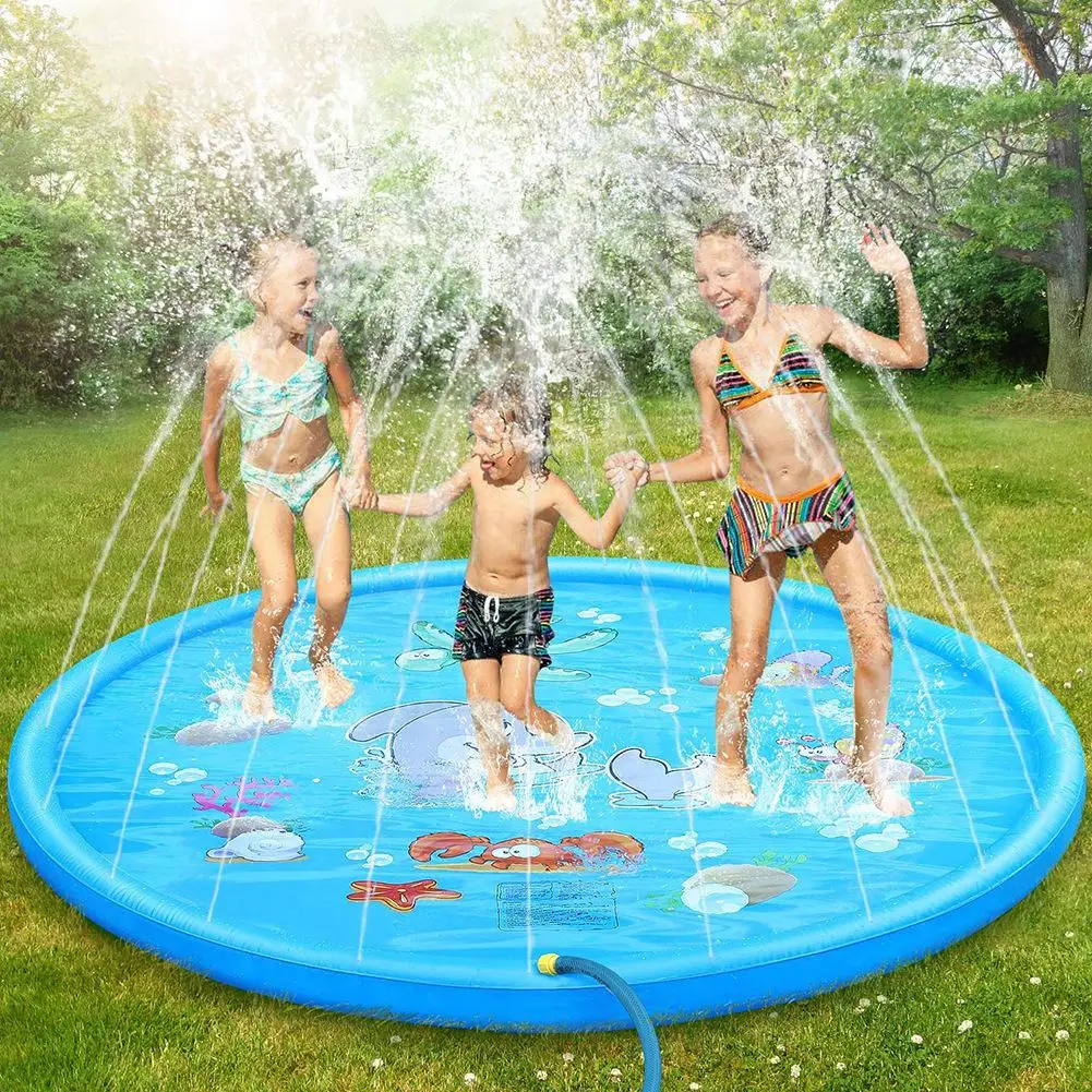

170cm Inflatable Spray Water Cushion Summer Kids Play Water Mat Lawn Games Pad Sprinkler Play Toys Outdoor Tub Swiming Pool