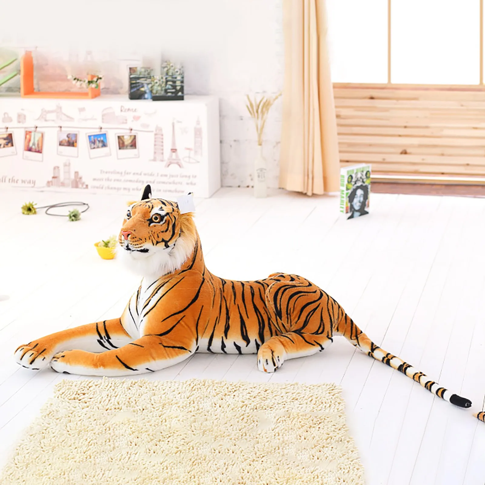 

New Educational Simulation Animal Model Children's Plush Toy Animal Gift Hot Sale Soft Tiger Pillow Decoration F Fast Ship