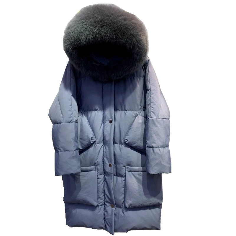 Осенне зимние женские парки пуховое пальто куртка с капюшоном из лисьего меха 80%