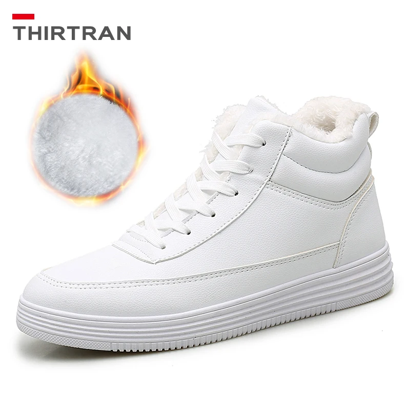 

THIRTRAN Men's Winter Casual Shoes Thermal Keep Warm Snow Boots High Top Cotton Lace-up Women Sneakers Male Fashion Trendy Shoes