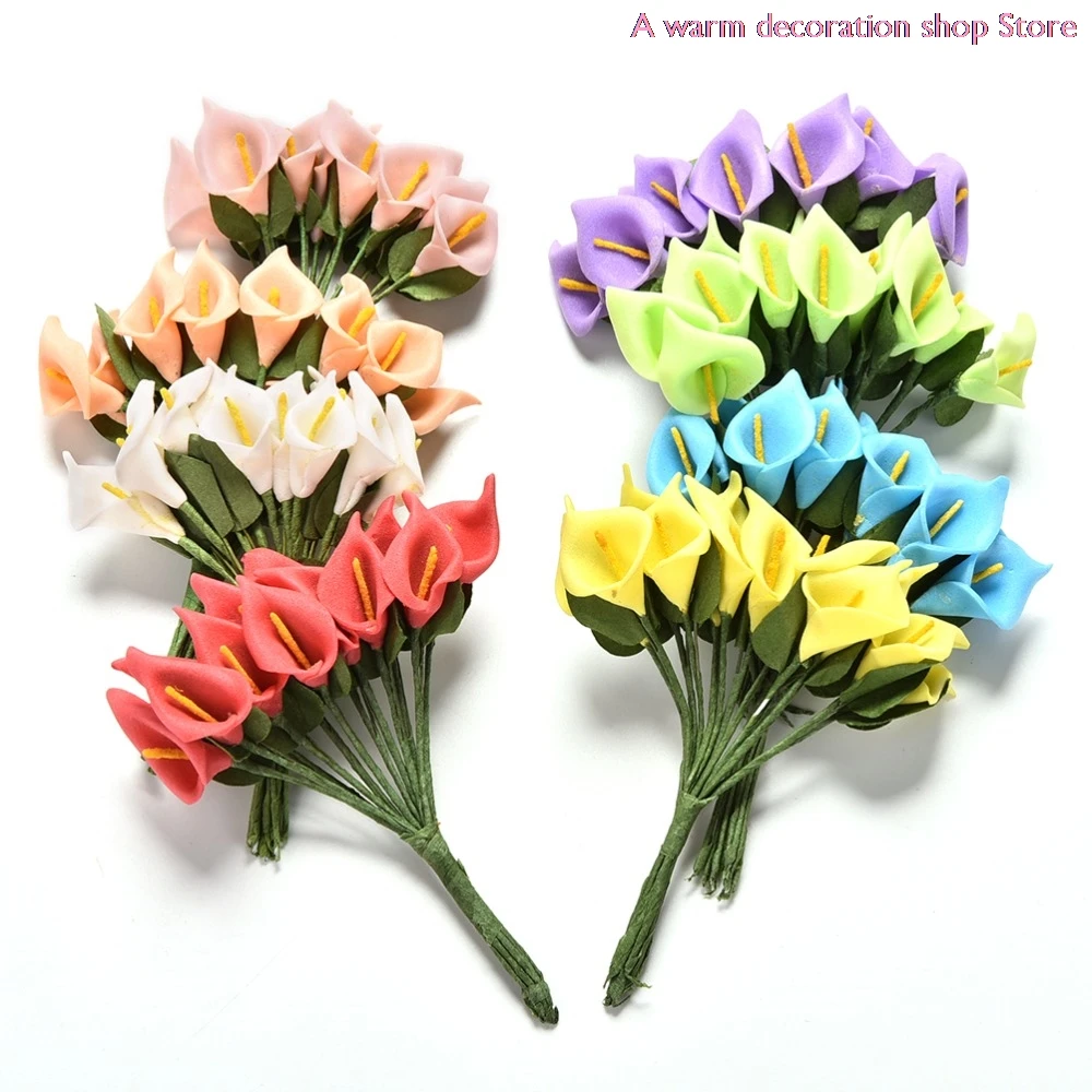 

12 heads/set Artificial Flowers 7 Colors Calla Lily Bridal Bouquet Wedding Party Home Decoration PE Real Touch Artificial Flower