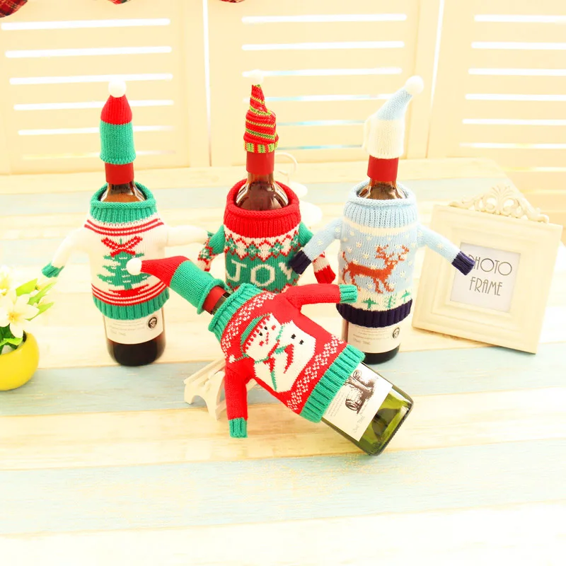 Рождественский набор для украшения винной бутылки чехол с Санта-Клаусом