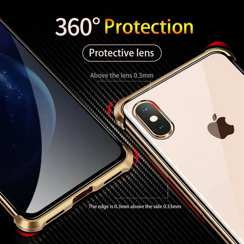 Бескаркасное двухстороннее закаленное стекло чехол для iPhone 10 6 6s 7 8 Plus XS Max XR X 8 Plus Магнитная Адсорбция металлический бампер крышка