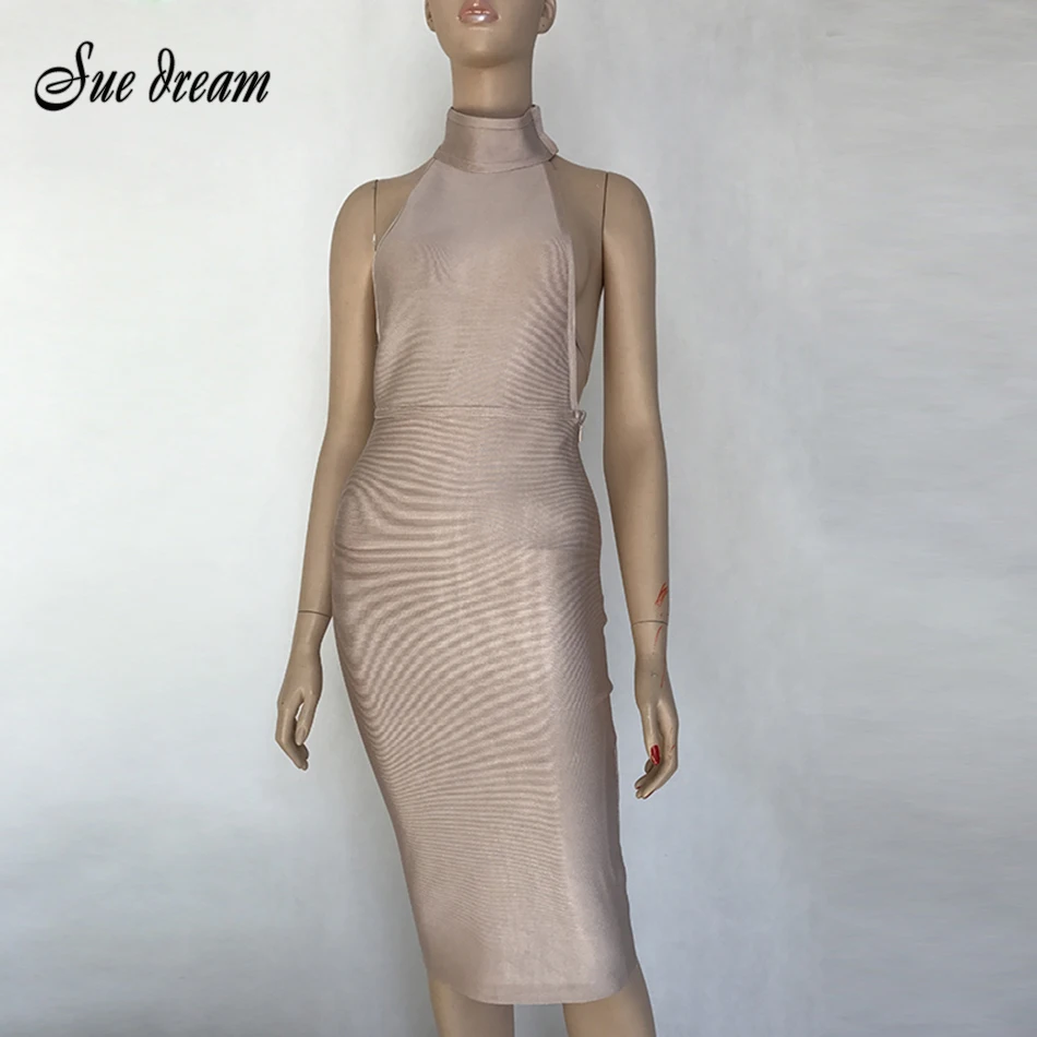 Новинка 2021 бежевые синие с высокой горловиной открытой спиной сексуальные